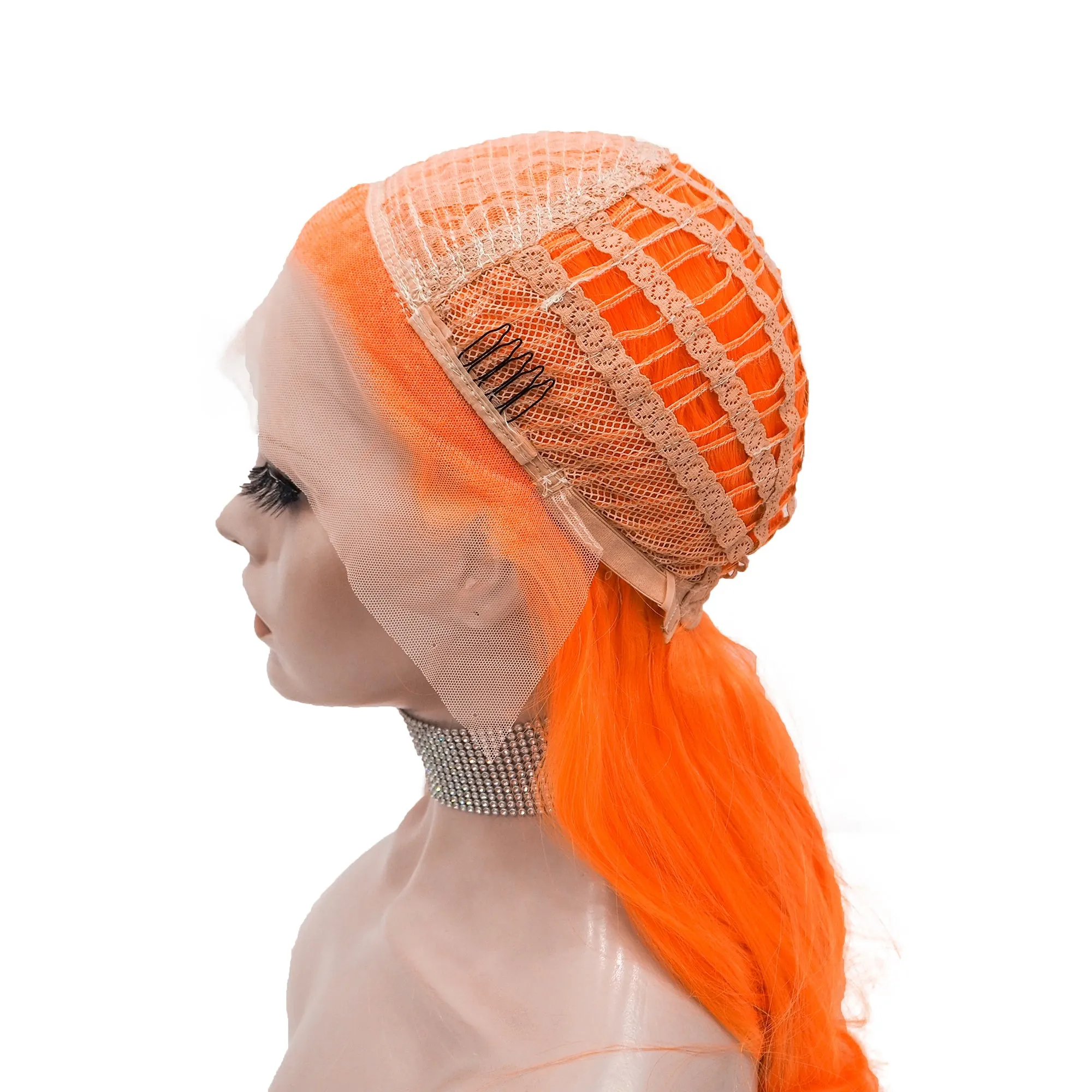 Orange Synthetic Charming Women Girls Lace Front Wig