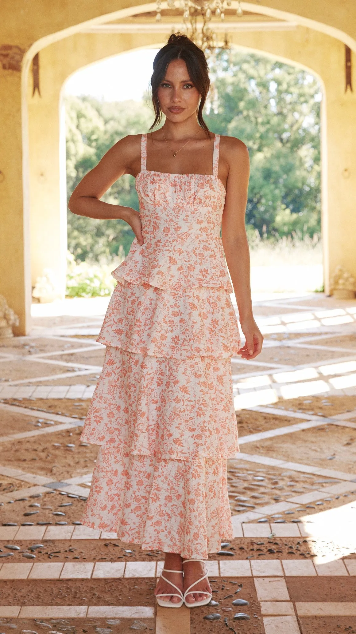 Page Maxi Dress - Peach Floral