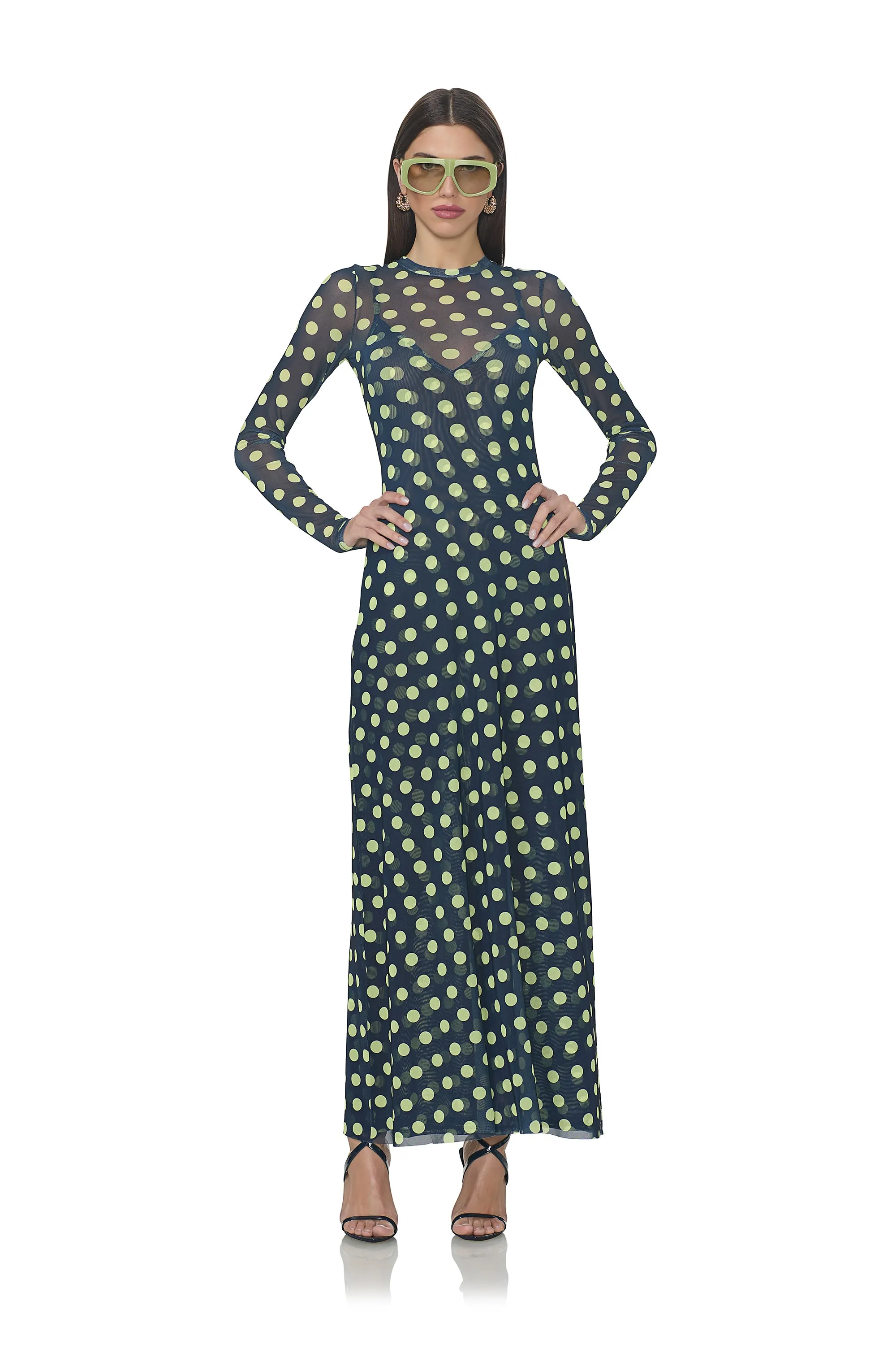 Paola Dress - Navy Dot