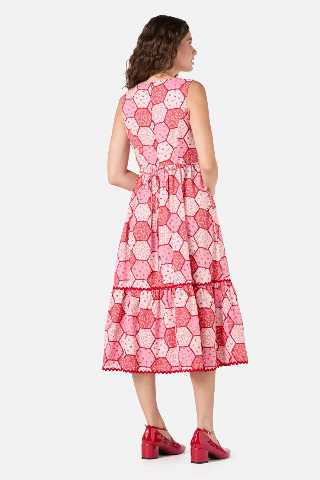 Patchwork Tiered Midi Dress