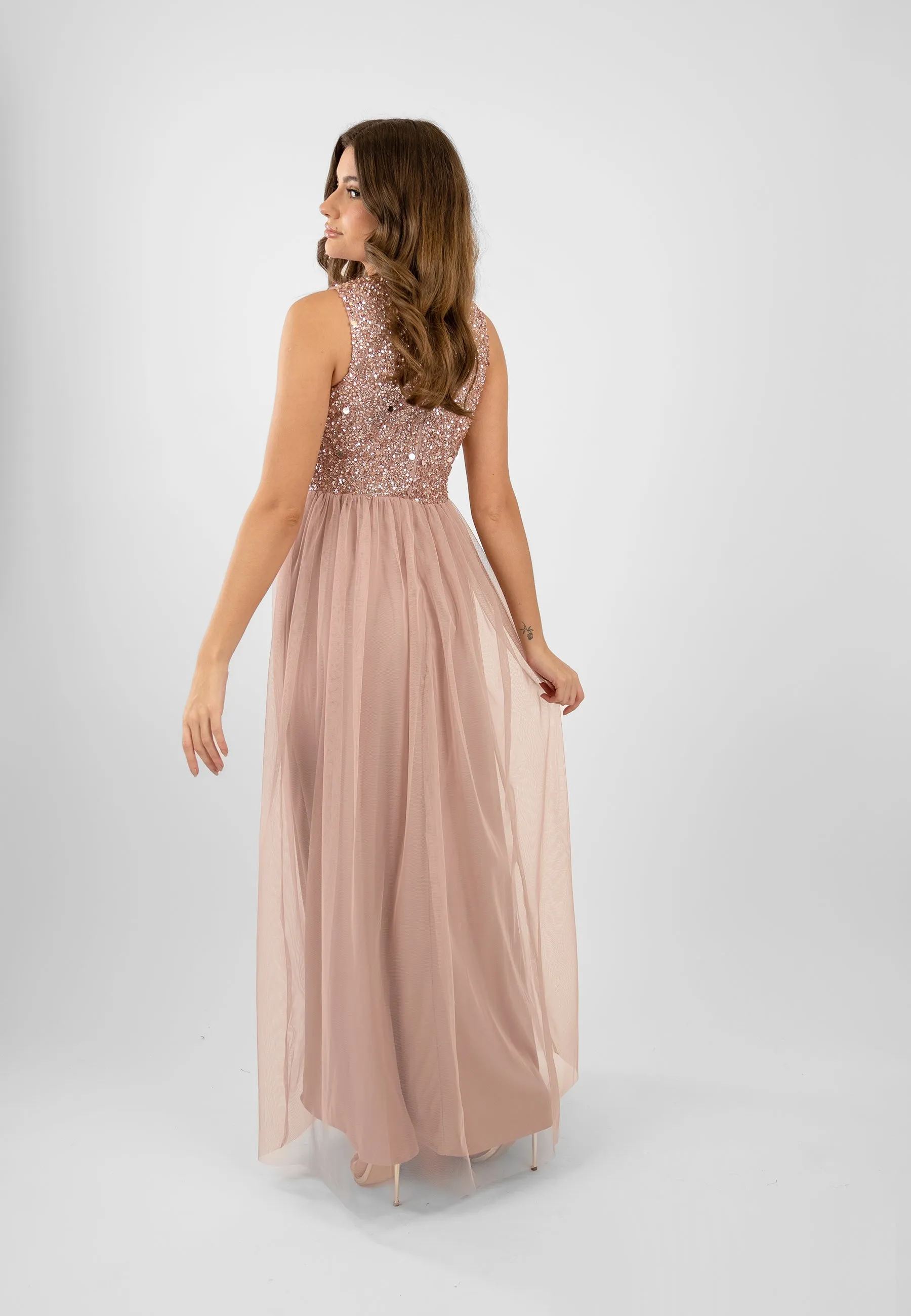 Picasso Pale Mauve Embellished Bridesmaid Dress