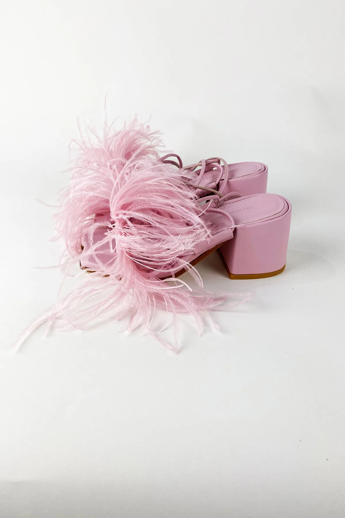 PINK FEATHER STRAPPY SANDAL