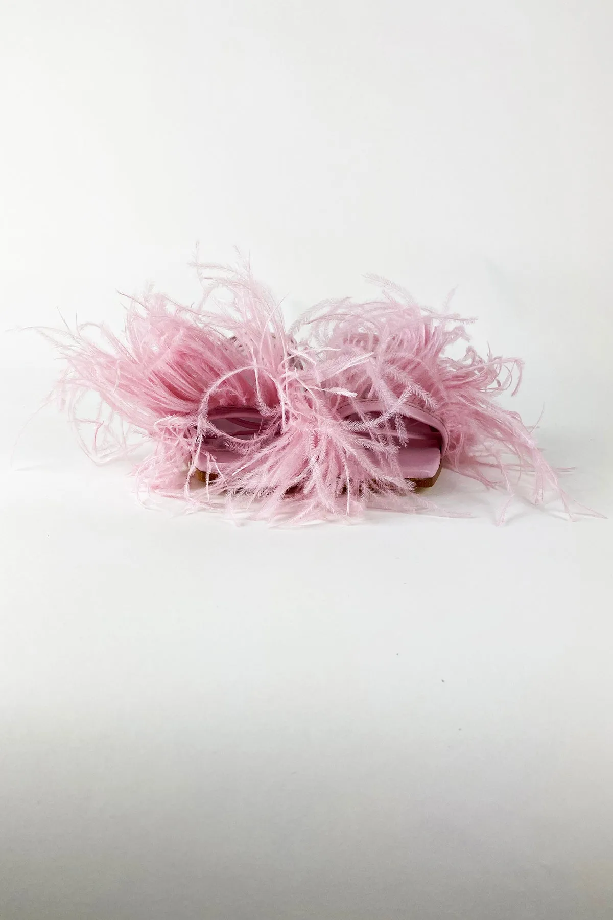 PINK FEATHER STRAPPY SANDAL