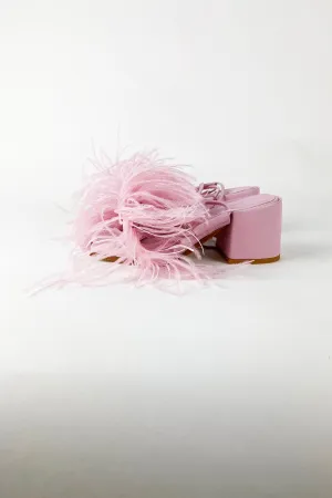 PINK FEATHER STRAPPY SANDAL