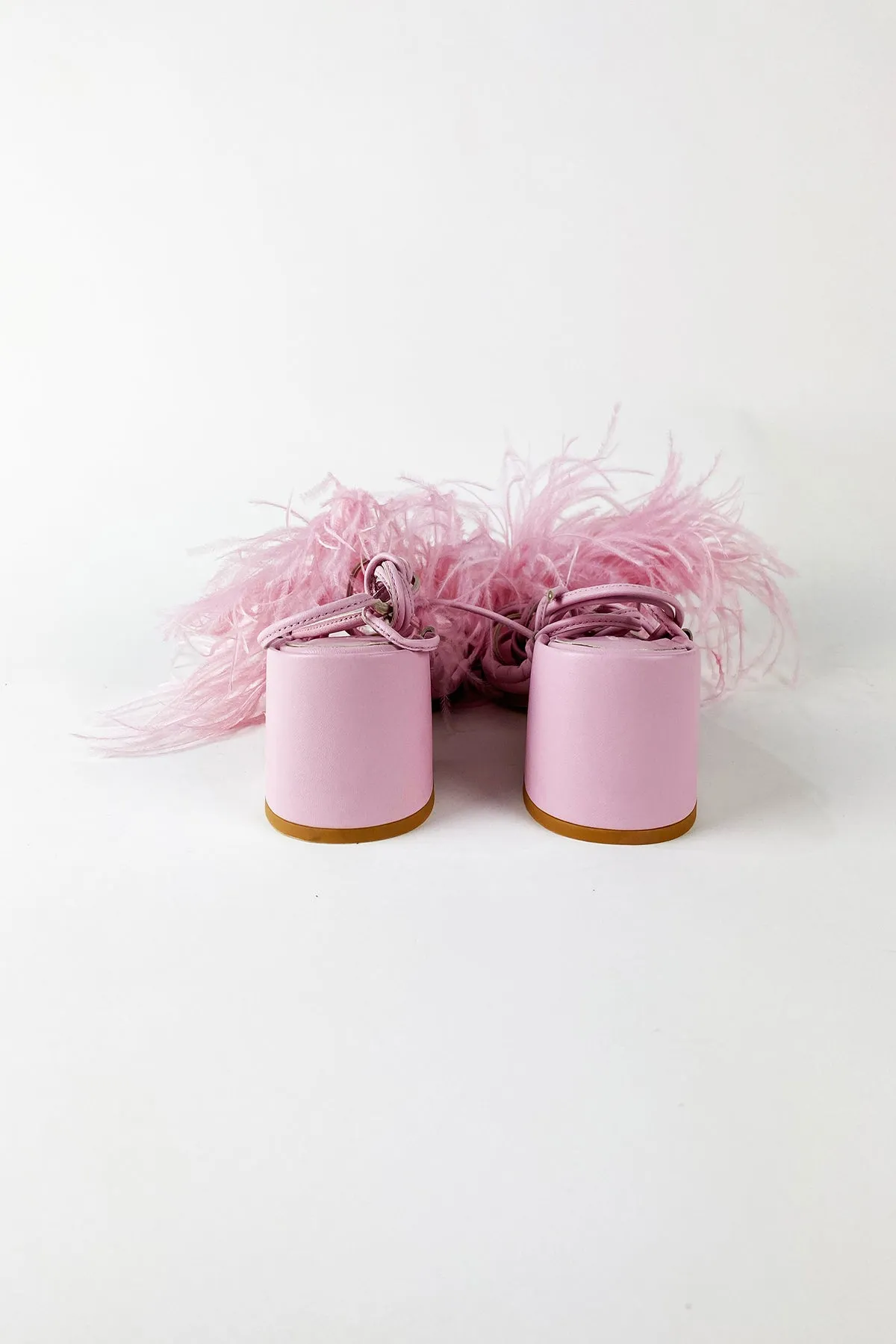 PINK FEATHER STRAPPY SANDAL