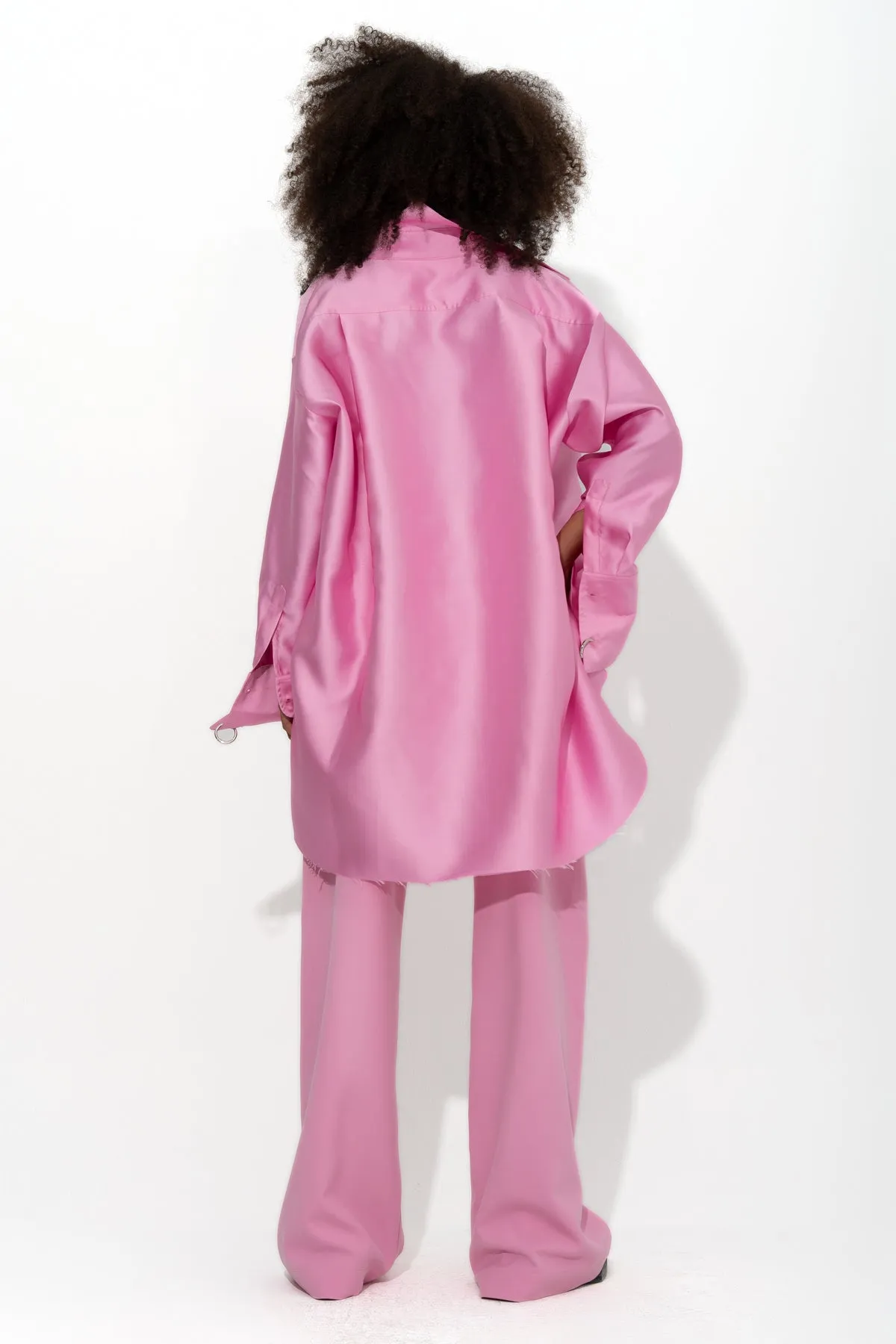 PINK SATIN OVERSIZED SHIRT