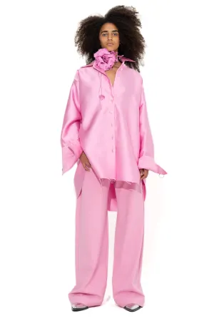 PINK SATIN OVERSIZED SHIRT