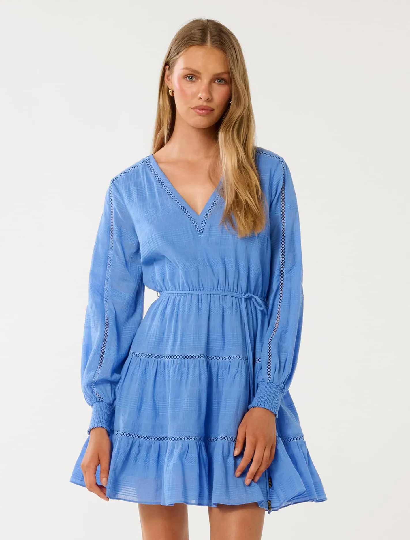 Raini Long Sleeve Cotton Mini Dress