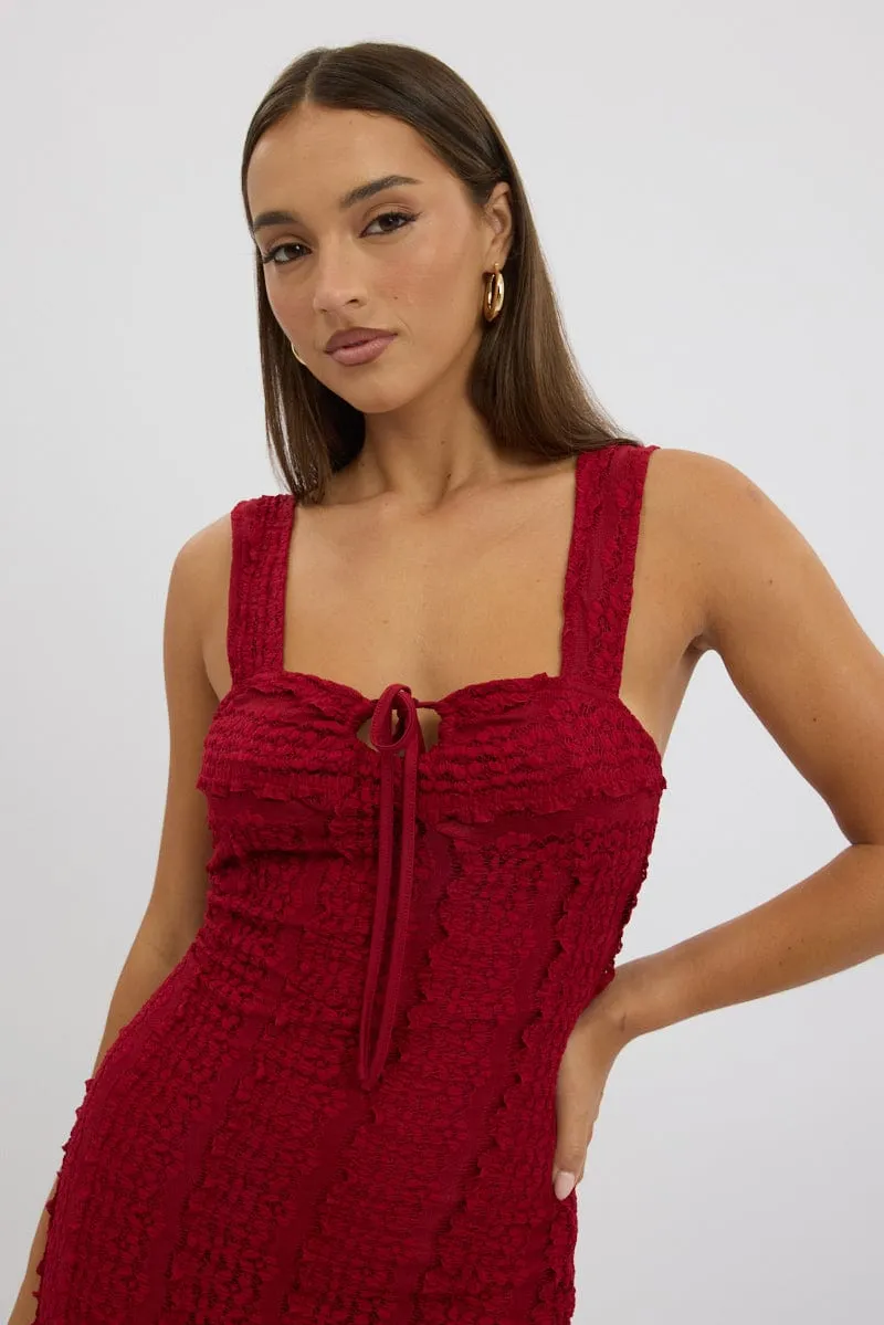 Red Bodycon Dress Lace Mini