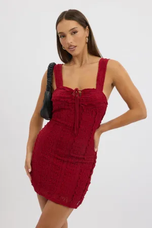 Red Bodycon Dress Lace Mini