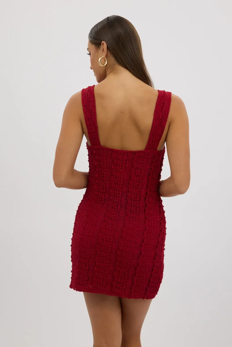 Red Bodycon Dress Lace Mini