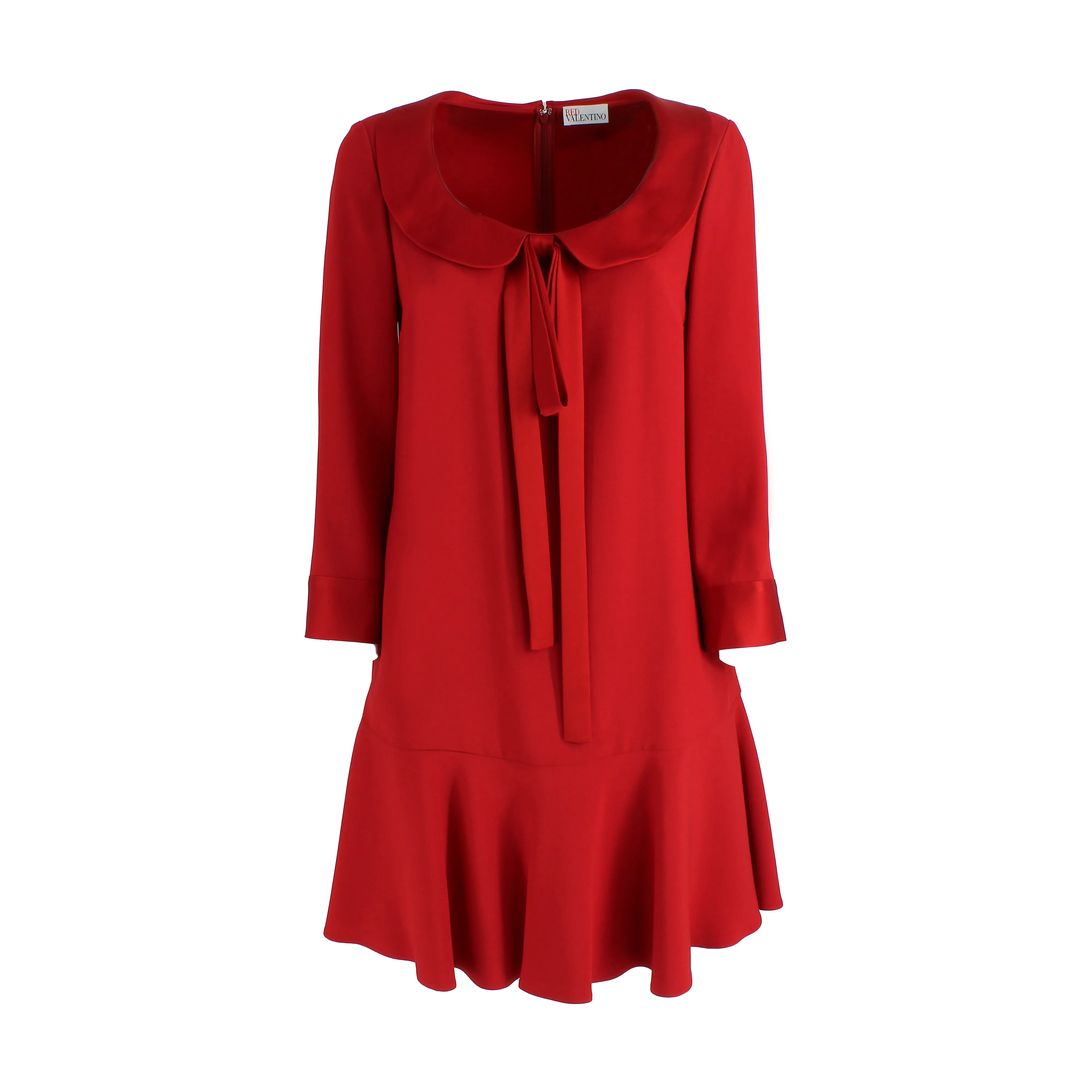 REDValentino Flounced Hem Mini Satin Dress