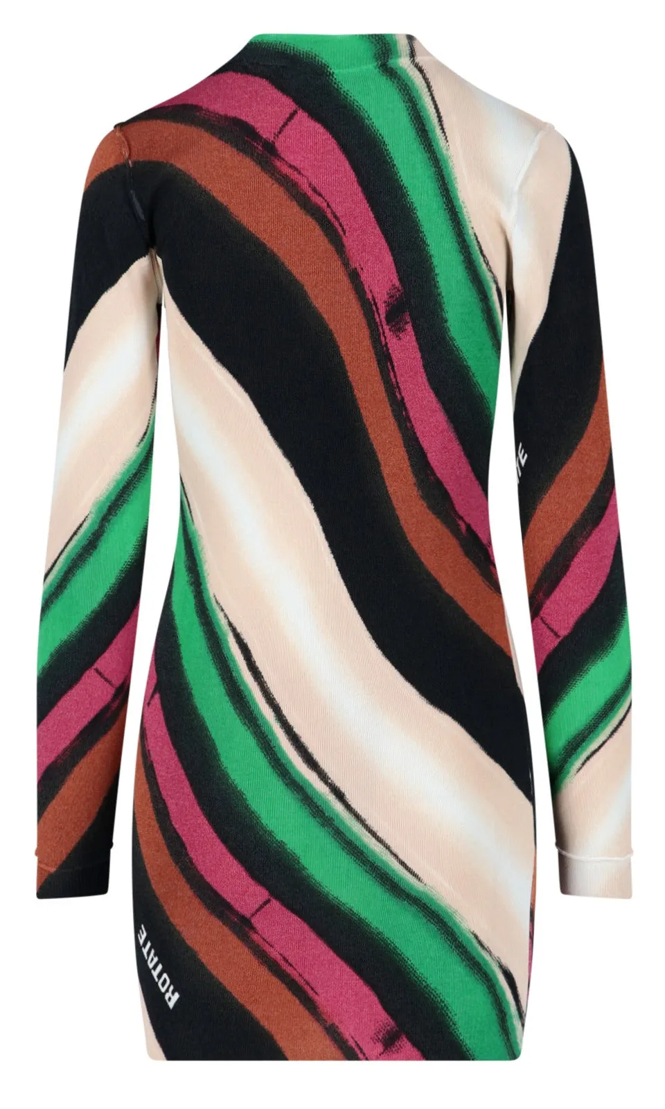 ROTATE Color-Block Logo Intarsia Knitted Dress