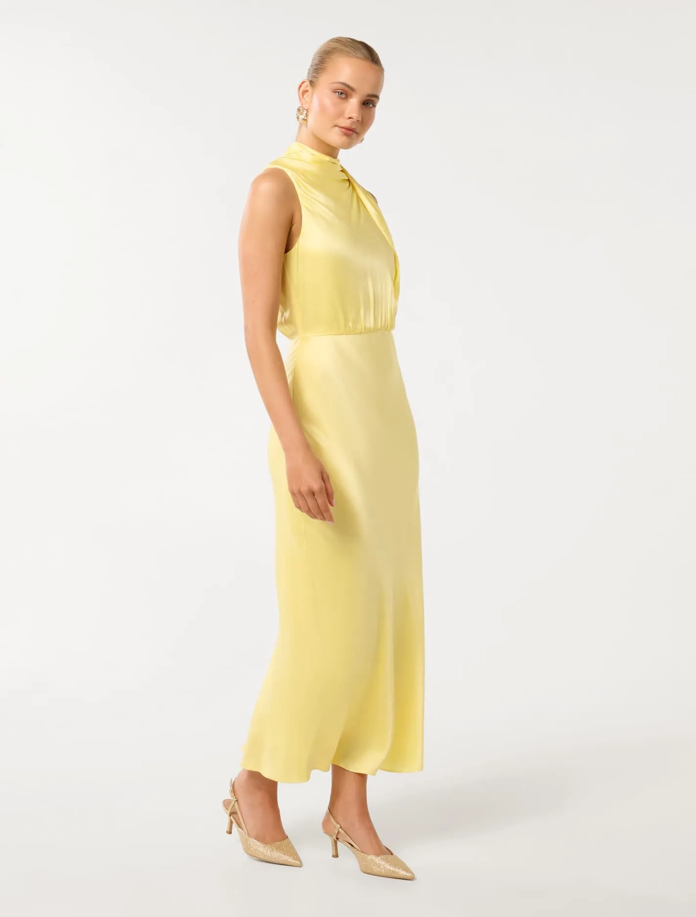 Sienna High Neck Satin Maxi Dress