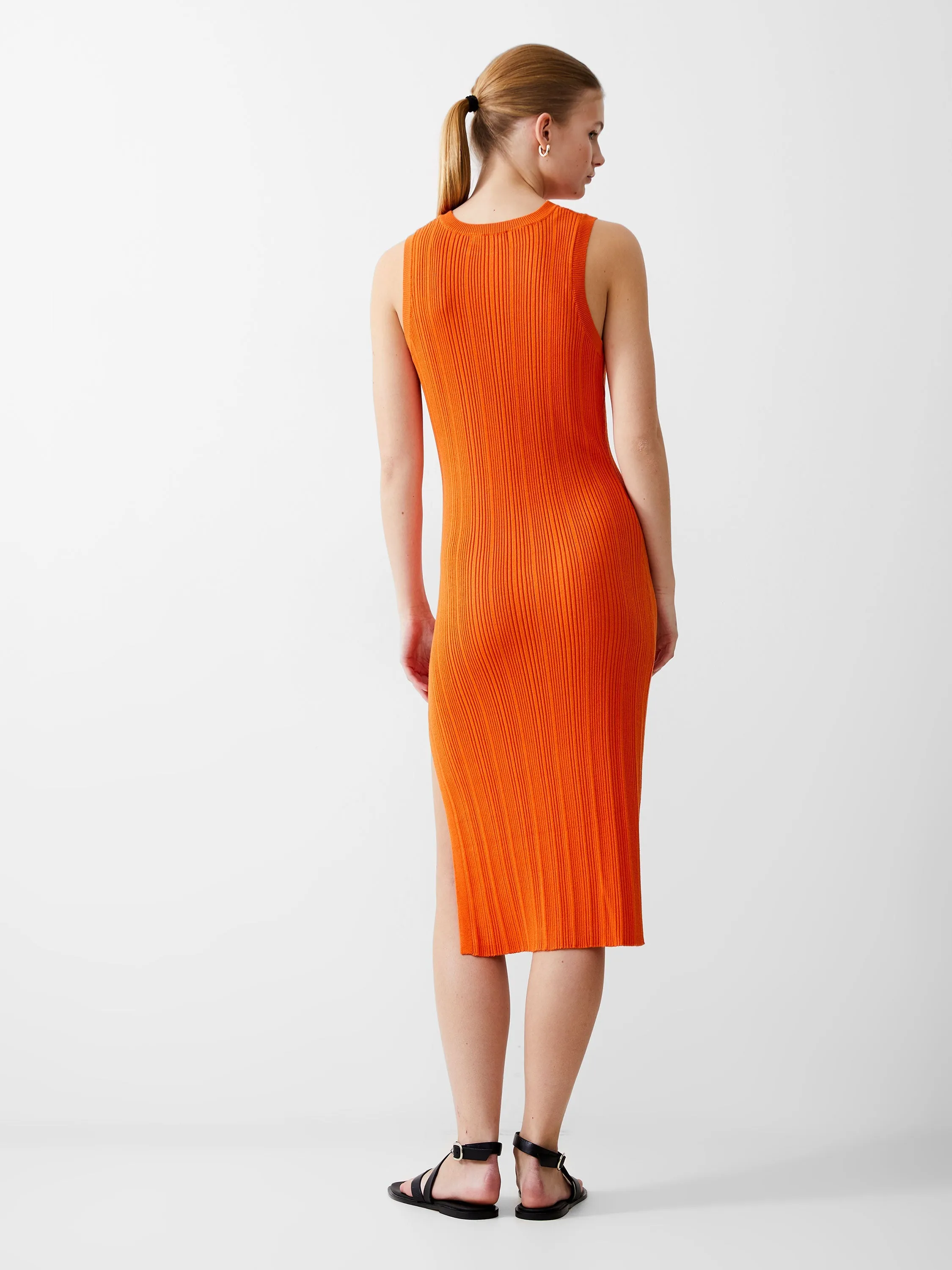 Sleeveless Rib Knit Midi Dress