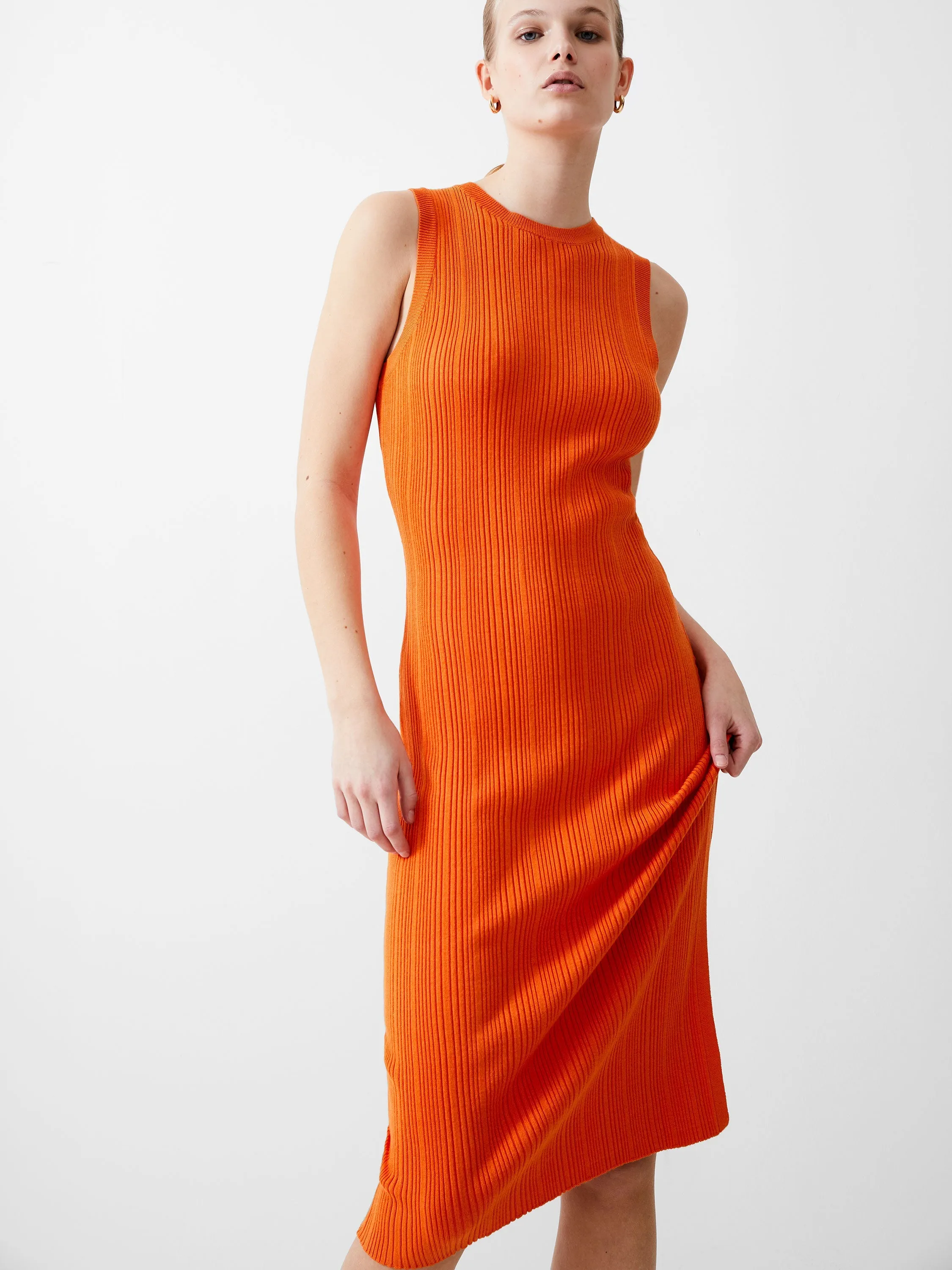 Sleeveless Rib Knit Midi Dress
