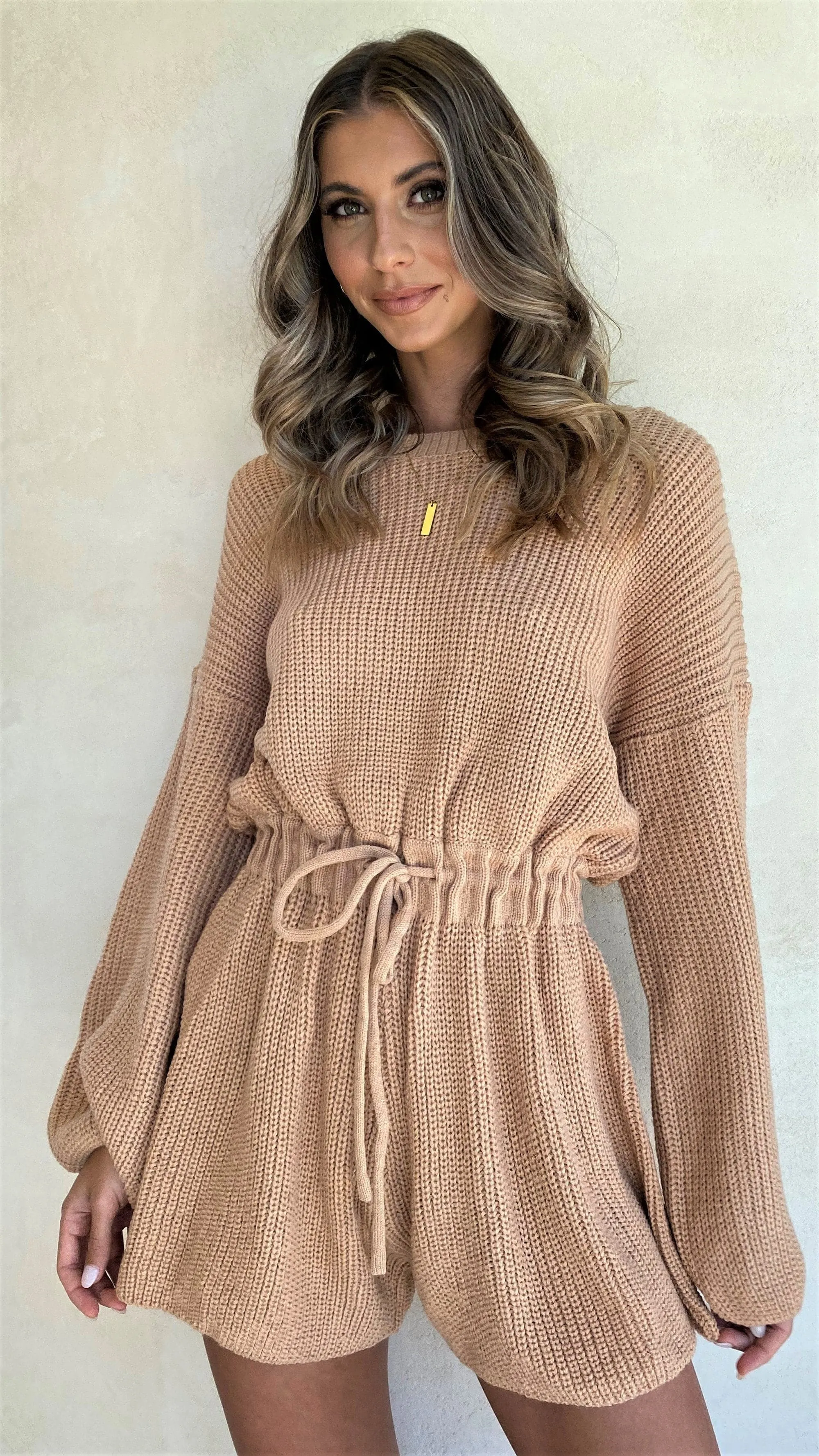 Sol Knit Playsuit - Camel