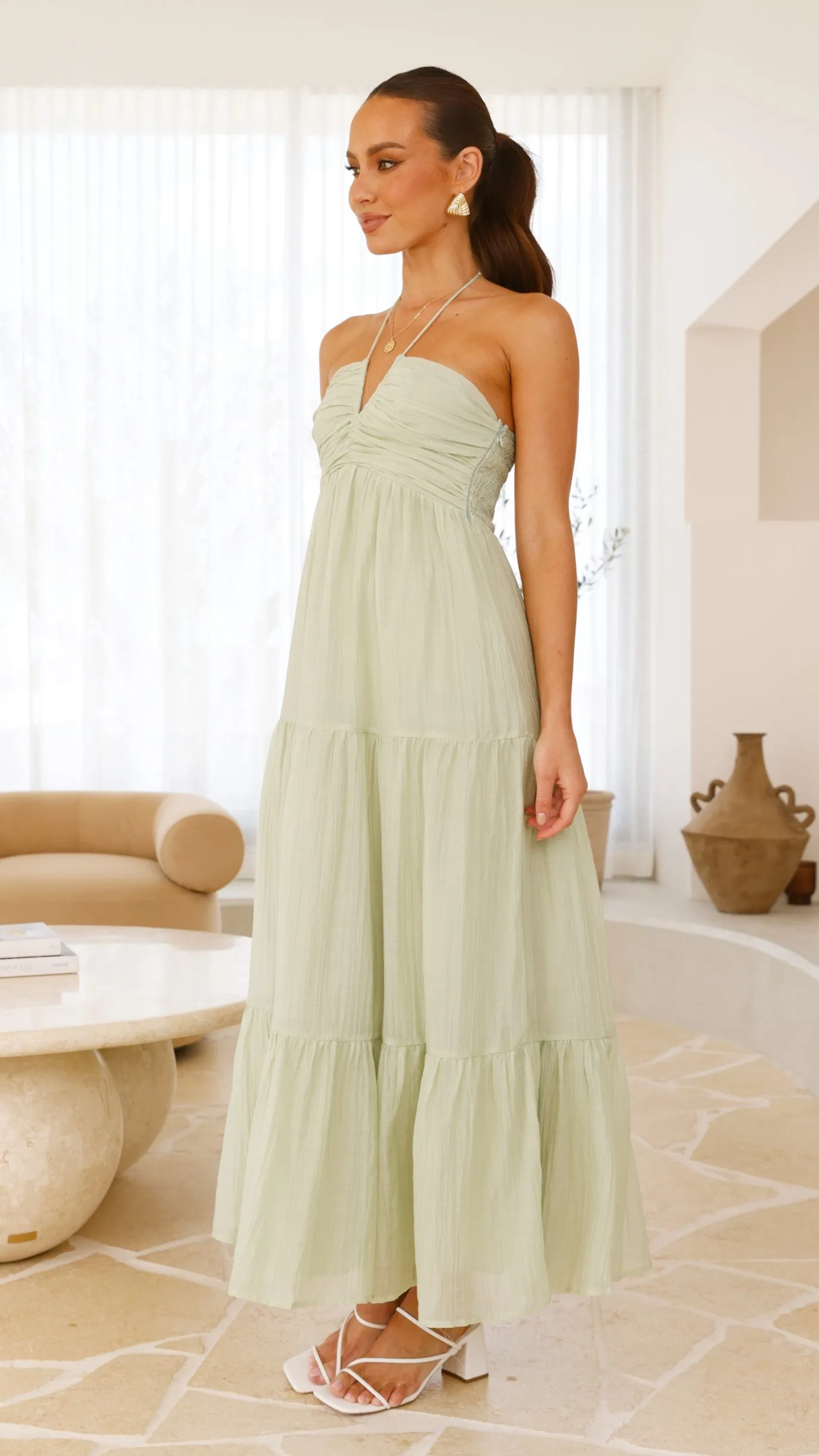 Taffeta Maxi Dress - Sage