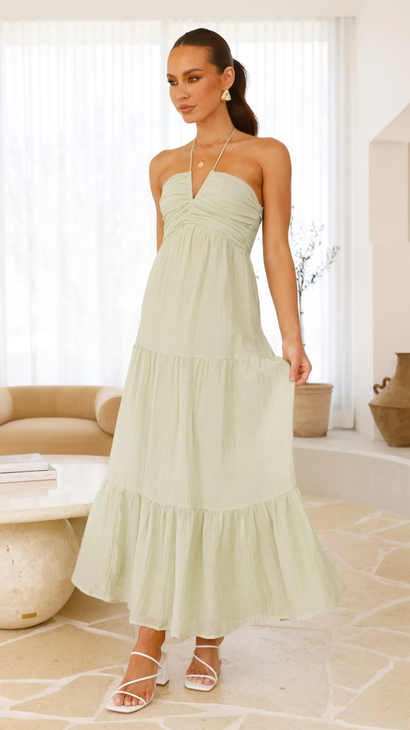Taffeta Maxi Dress - Sage