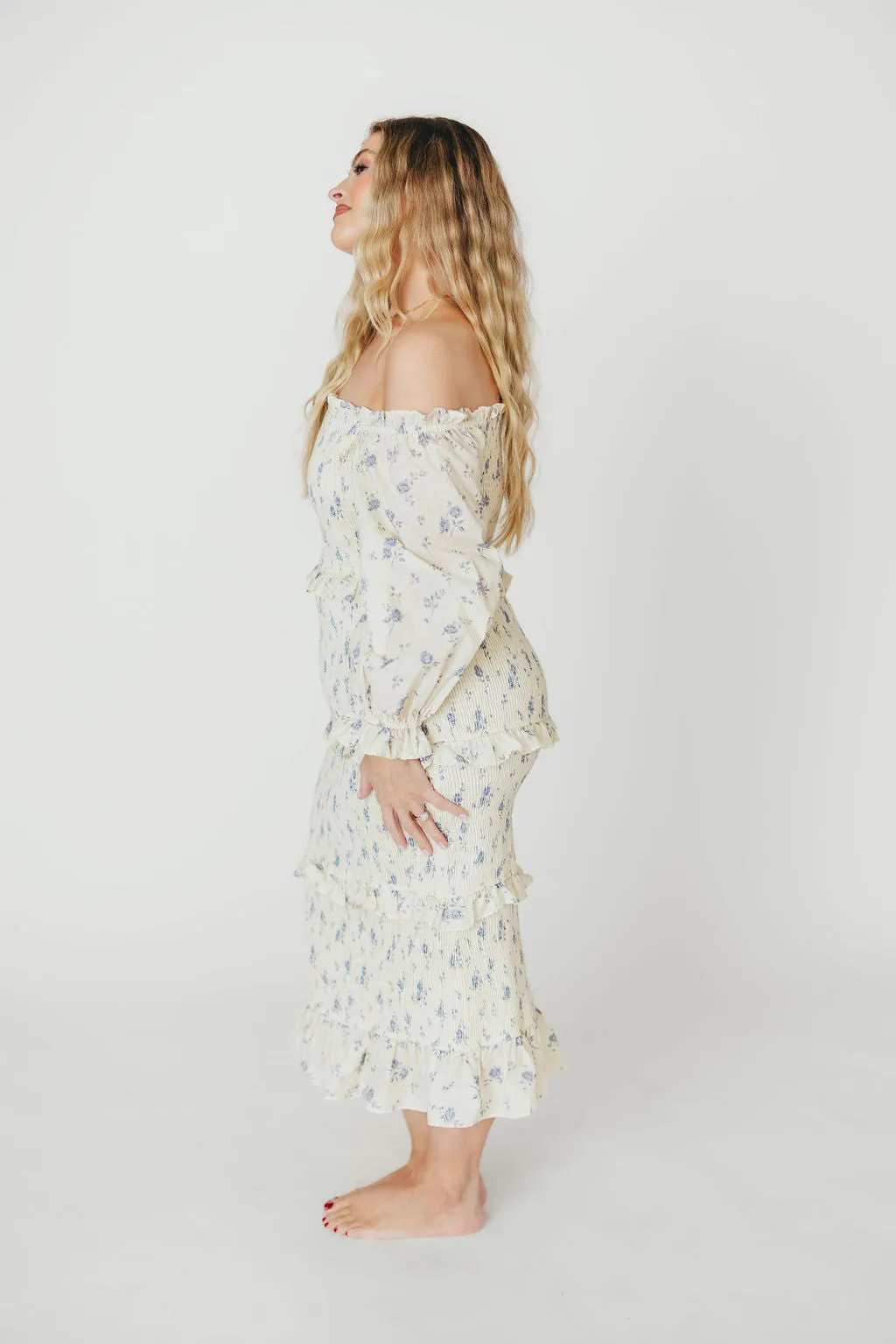 The Chloe Midi Dress in Blue - Bump Friendly