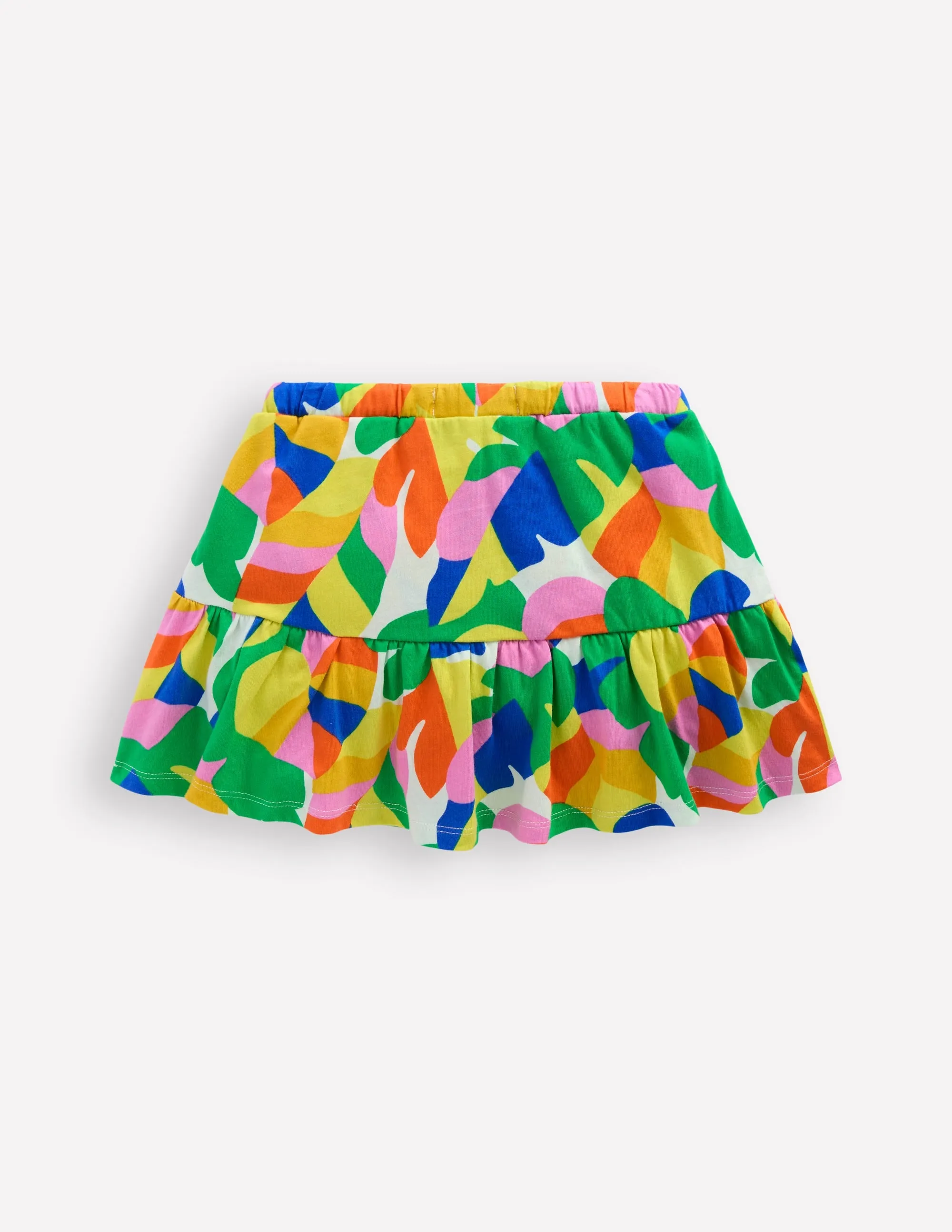 Tiered Jersey Skort-Multi Abstract Palm
