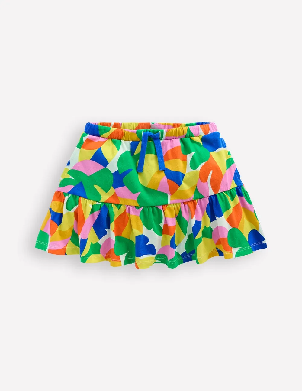 Tiered Jersey Skort-Multi Abstract Palm
