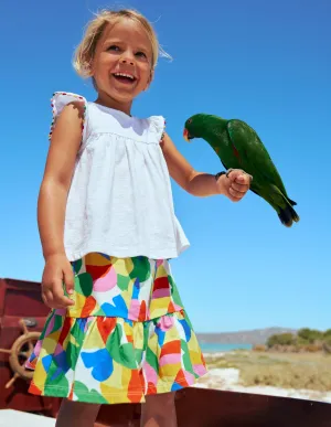 Tiered Jersey Skort-Multi Abstract Palm