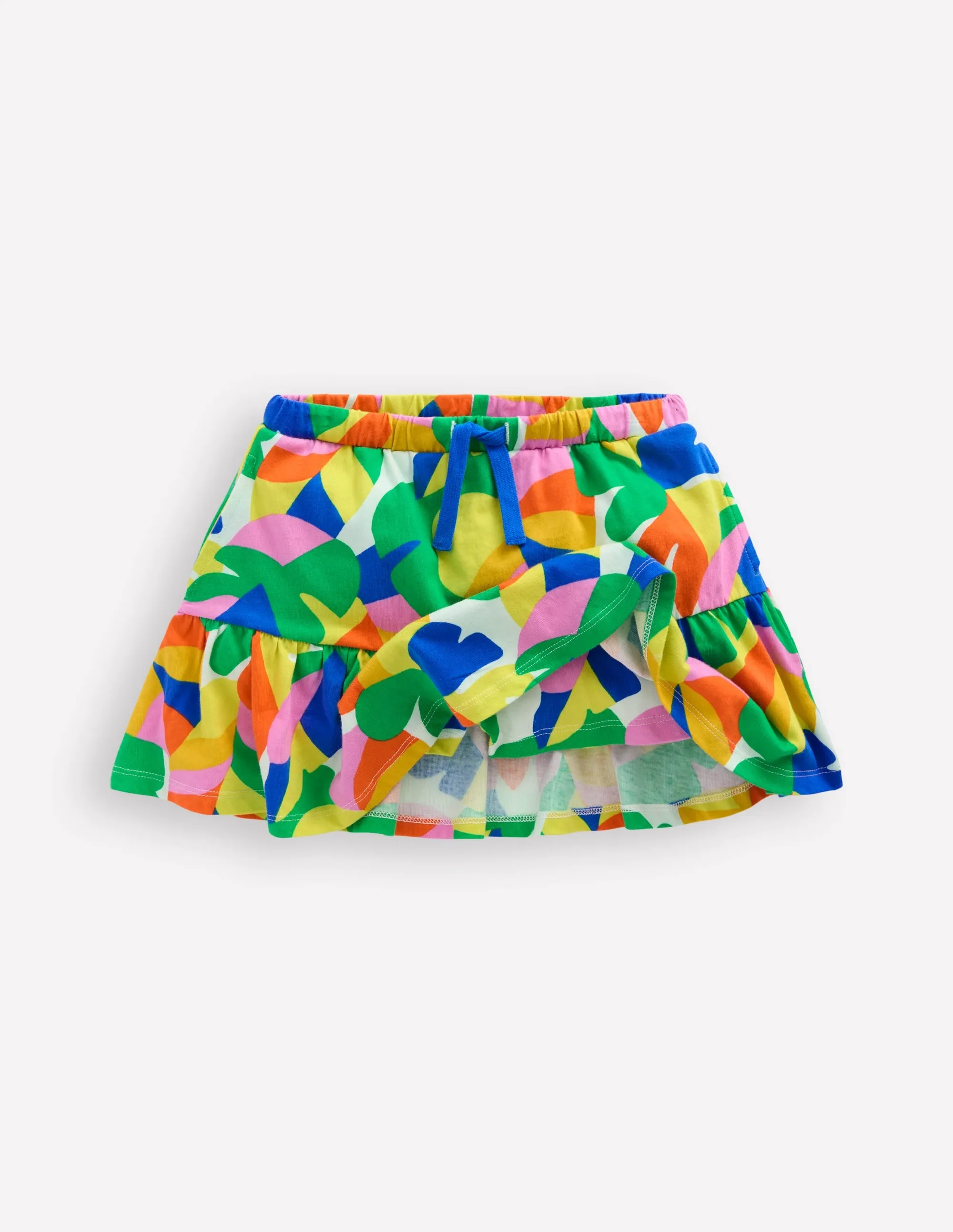 Tiered Jersey Skort-Multi Abstract Palm