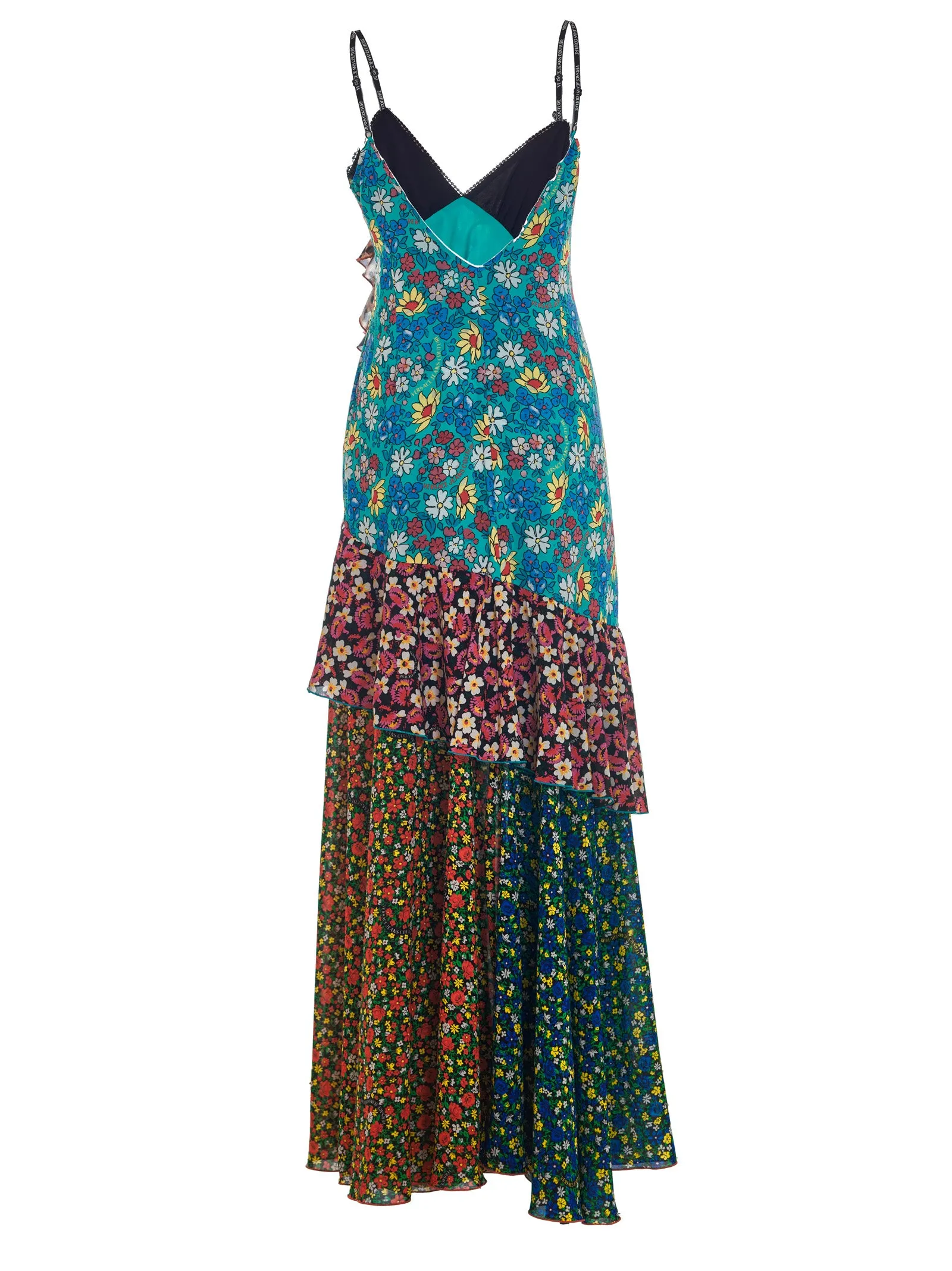 Versace Jeans Couture Patchwork Tiered V-Neck Dress