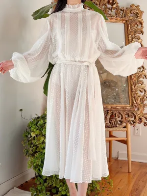 Vintage Sheer Balloon Sleeve Dress - S-M