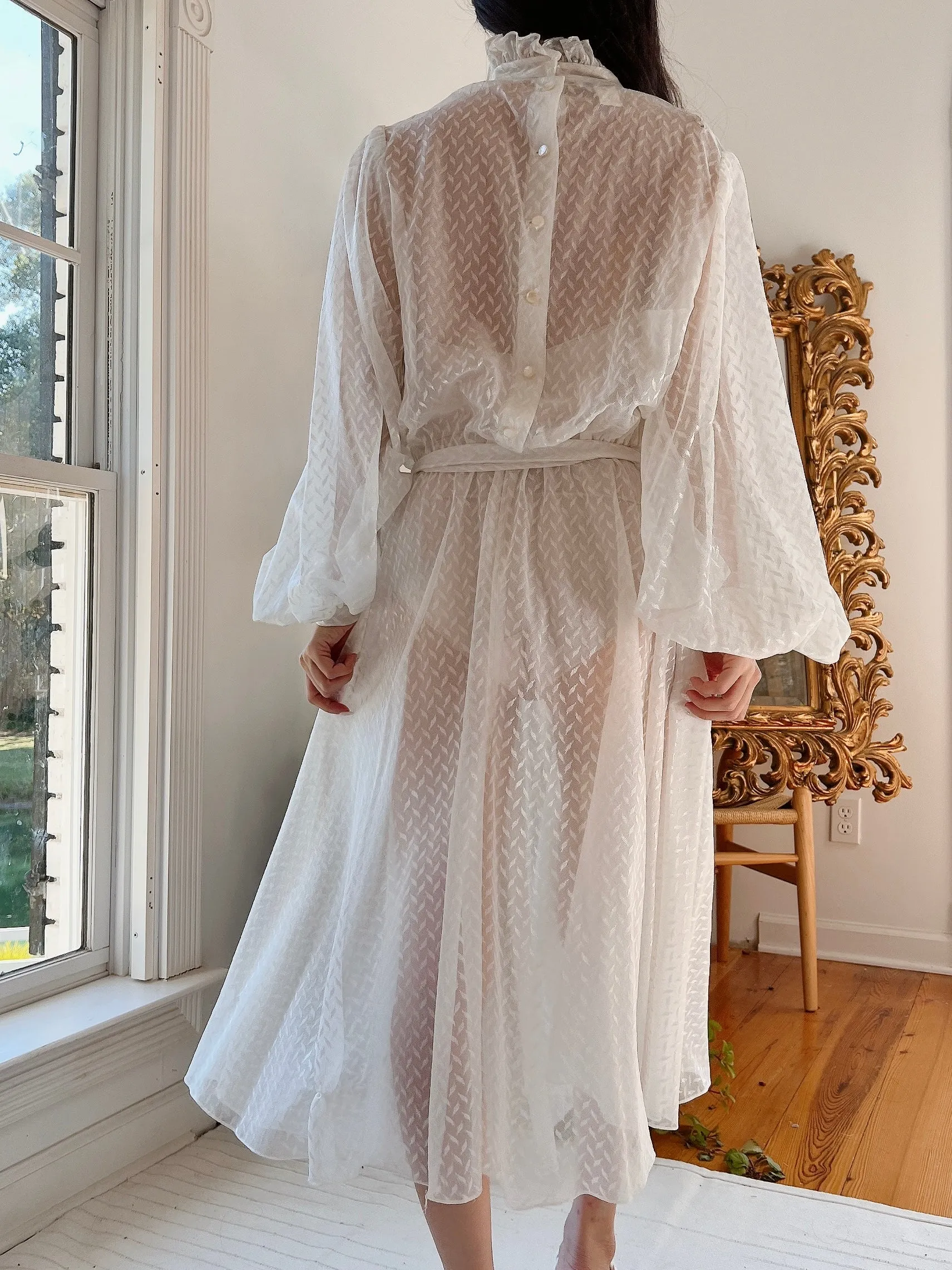 Vintage Sheer Balloon Sleeve Dress - S-M