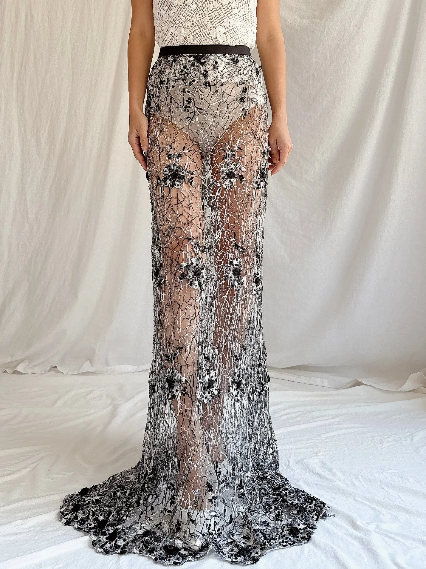 Vintage Sheer Crochet Skirt - M/L