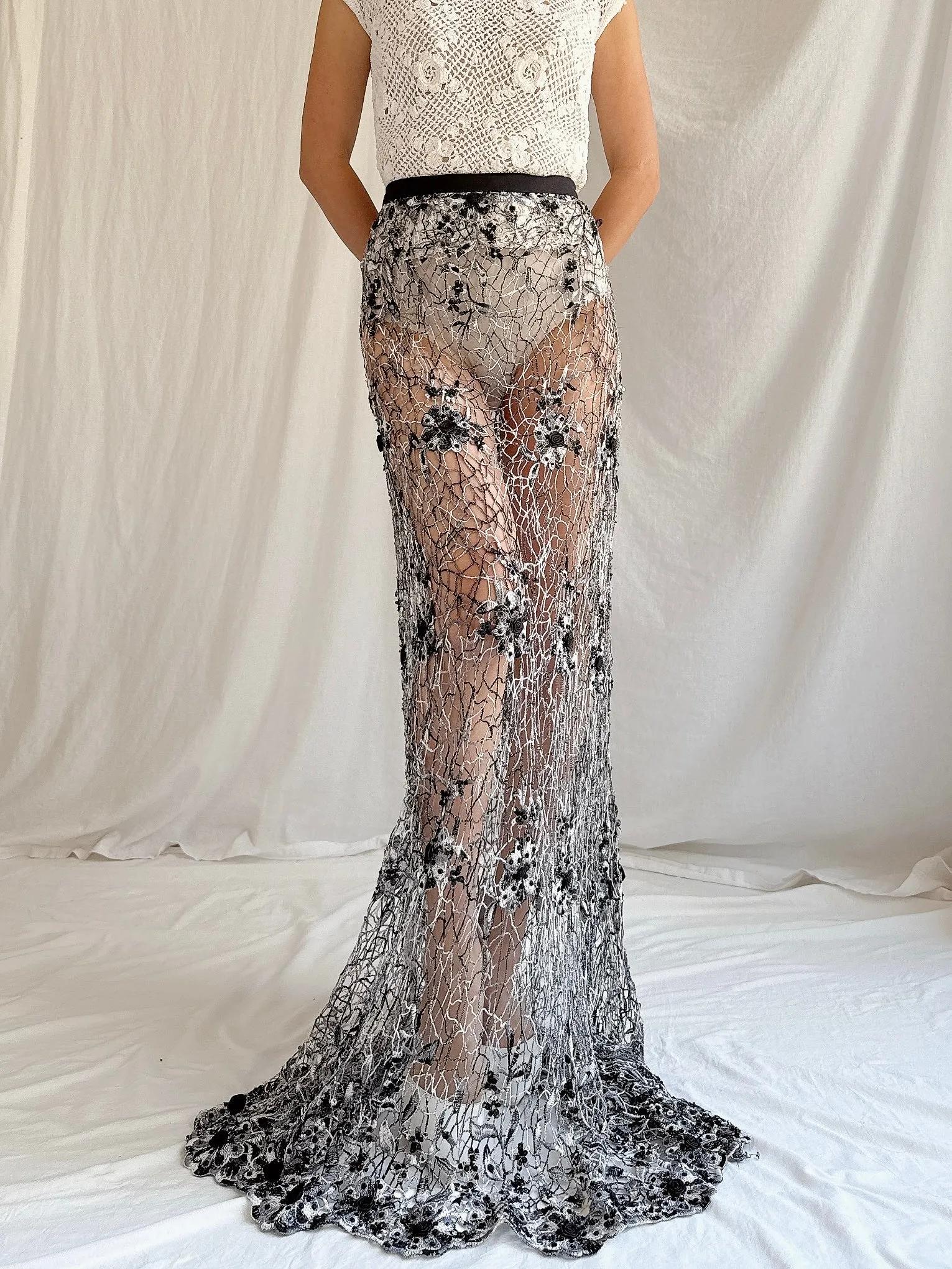 Vintage Sheer Crochet Skirt - M/L