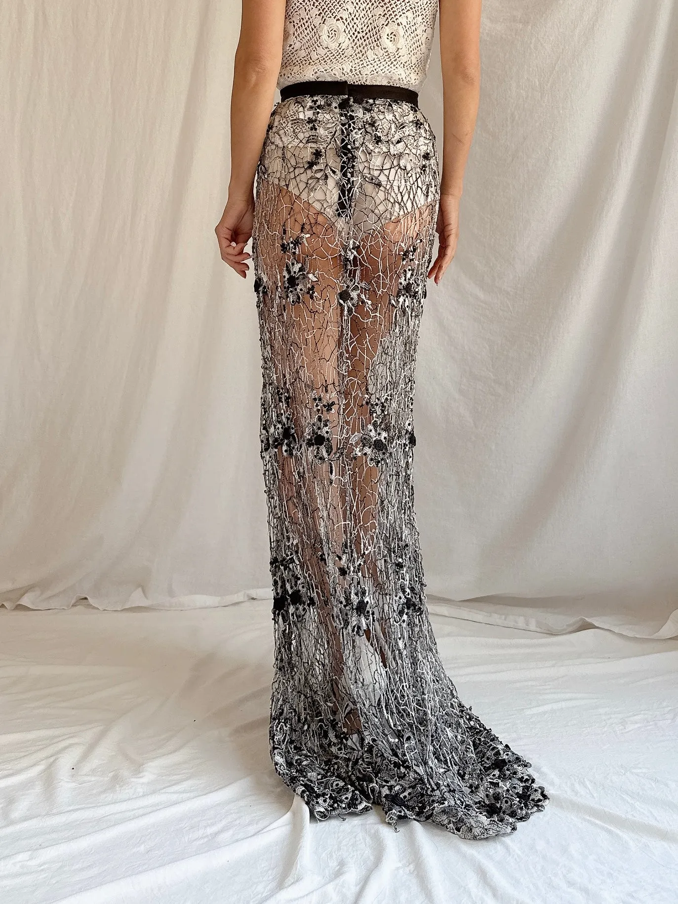 Vintage Sheer Crochet Skirt - M/L