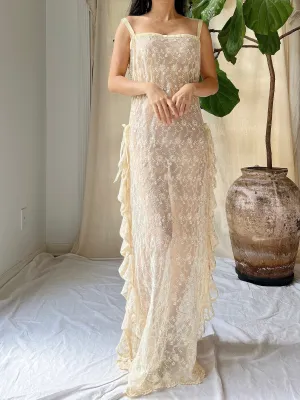 Vintage Sheer Ruffle Dress - M
