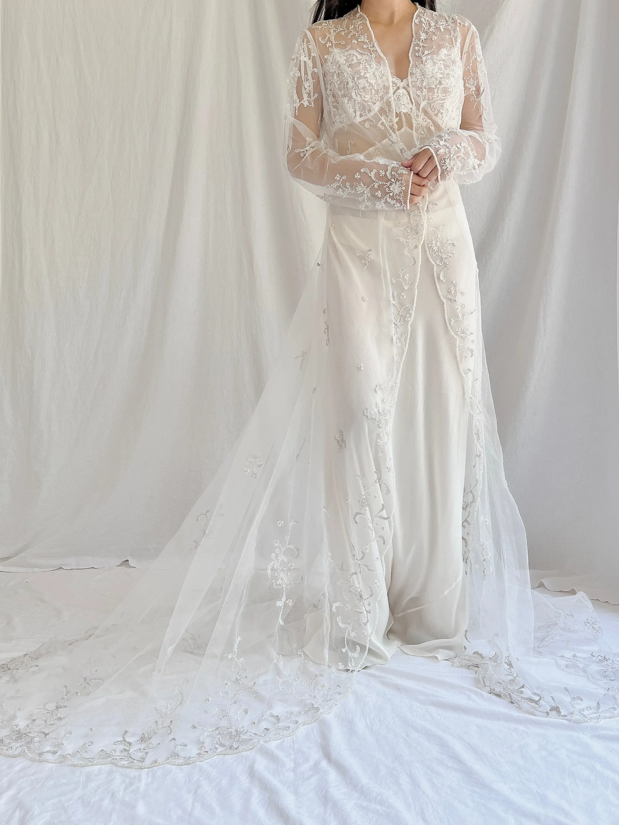 Vintage Sheer Trained Duster - M