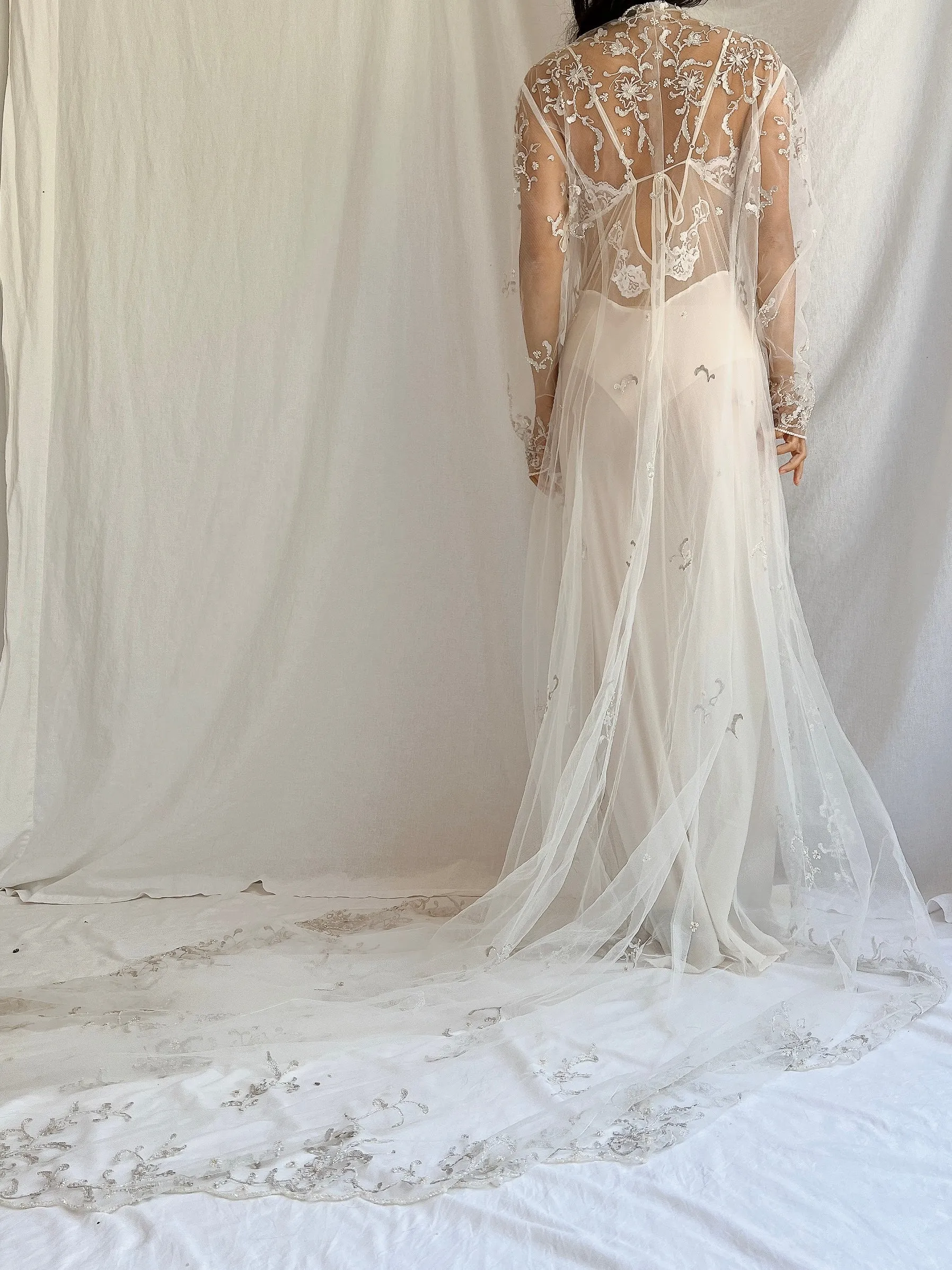 Vintage Sheer Trained Duster - M