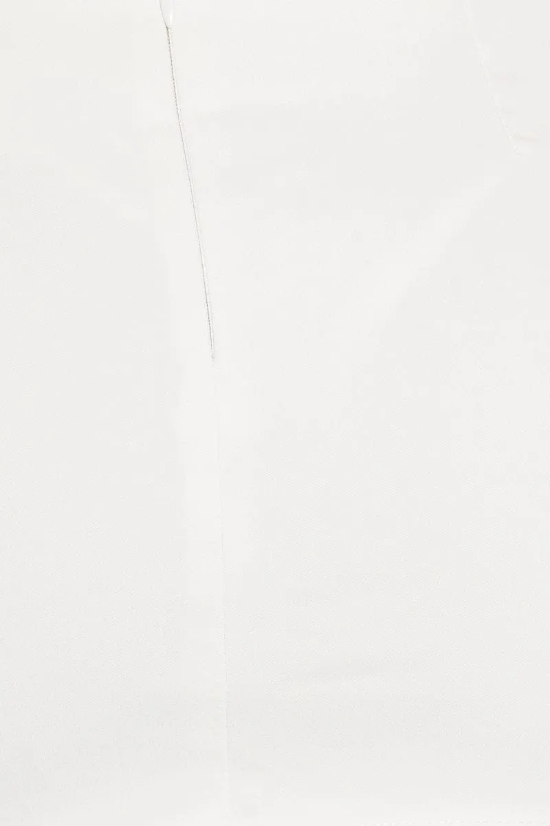 White Mid Rise Mini Skirt