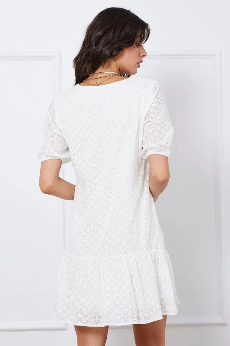 White Mini Dress Short Sleeve