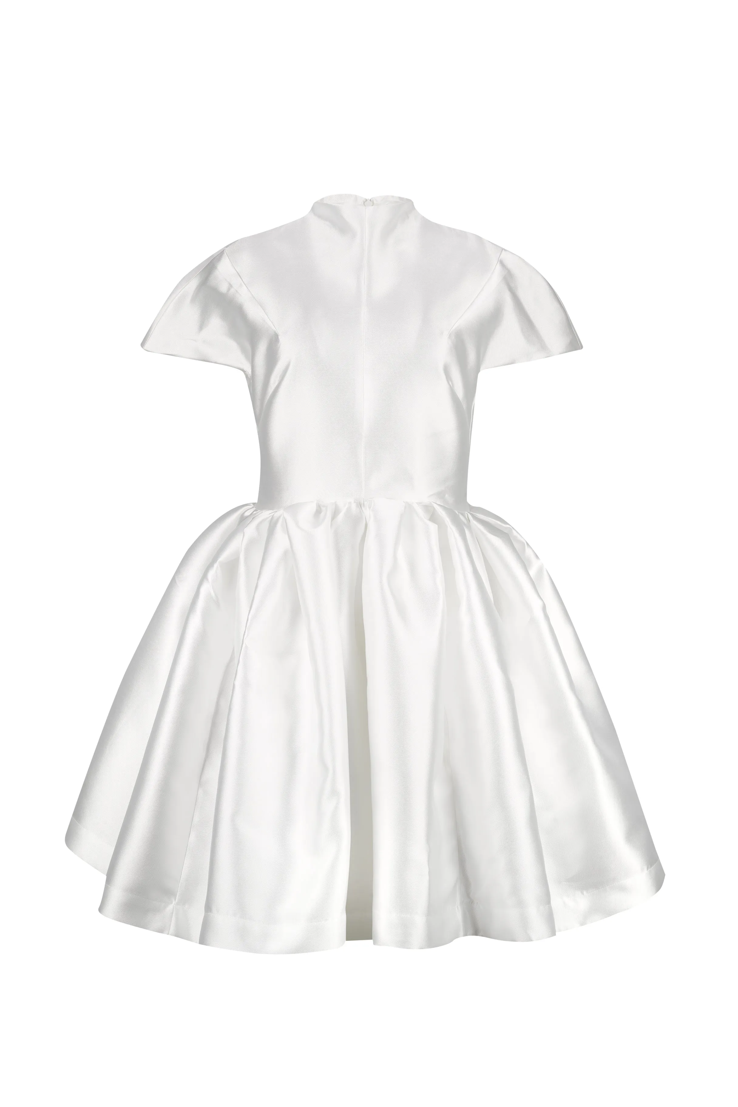 WHITE SHORT SLEEVE PUFF SKIRT DRESS