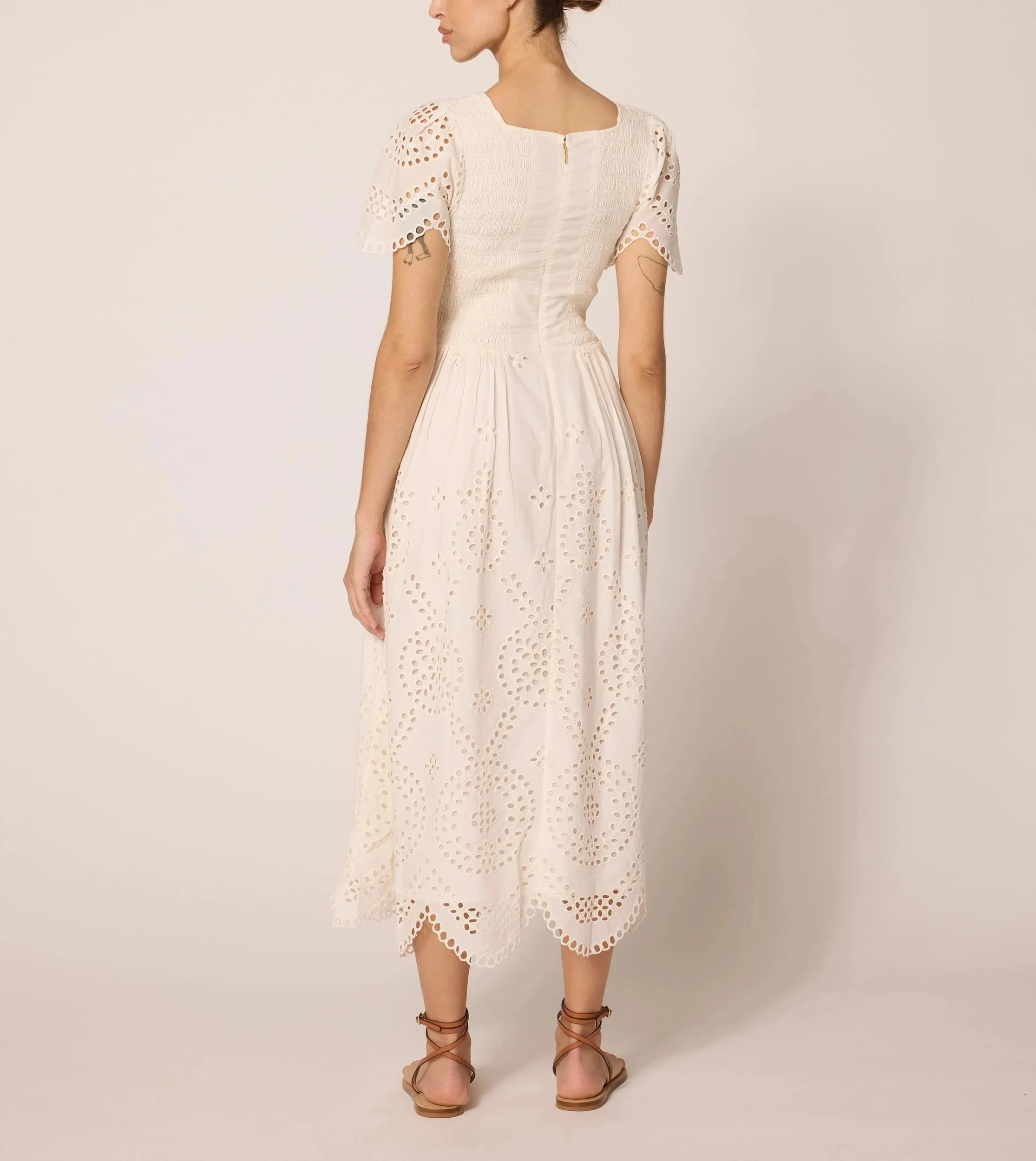 Yesenia Midi Dress | Ivory Eyelet