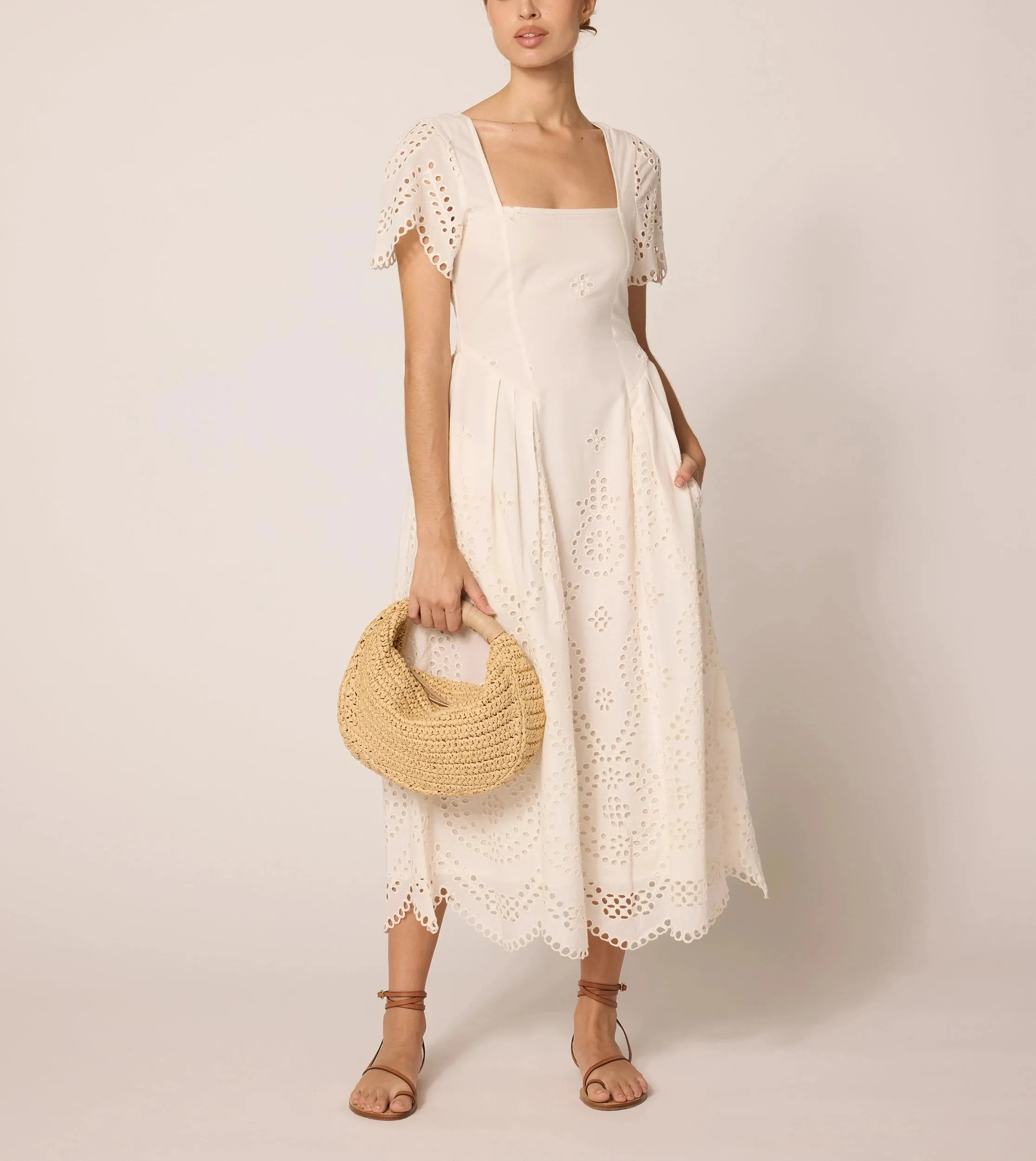 Yesenia Midi Dress | Ivory Eyelet