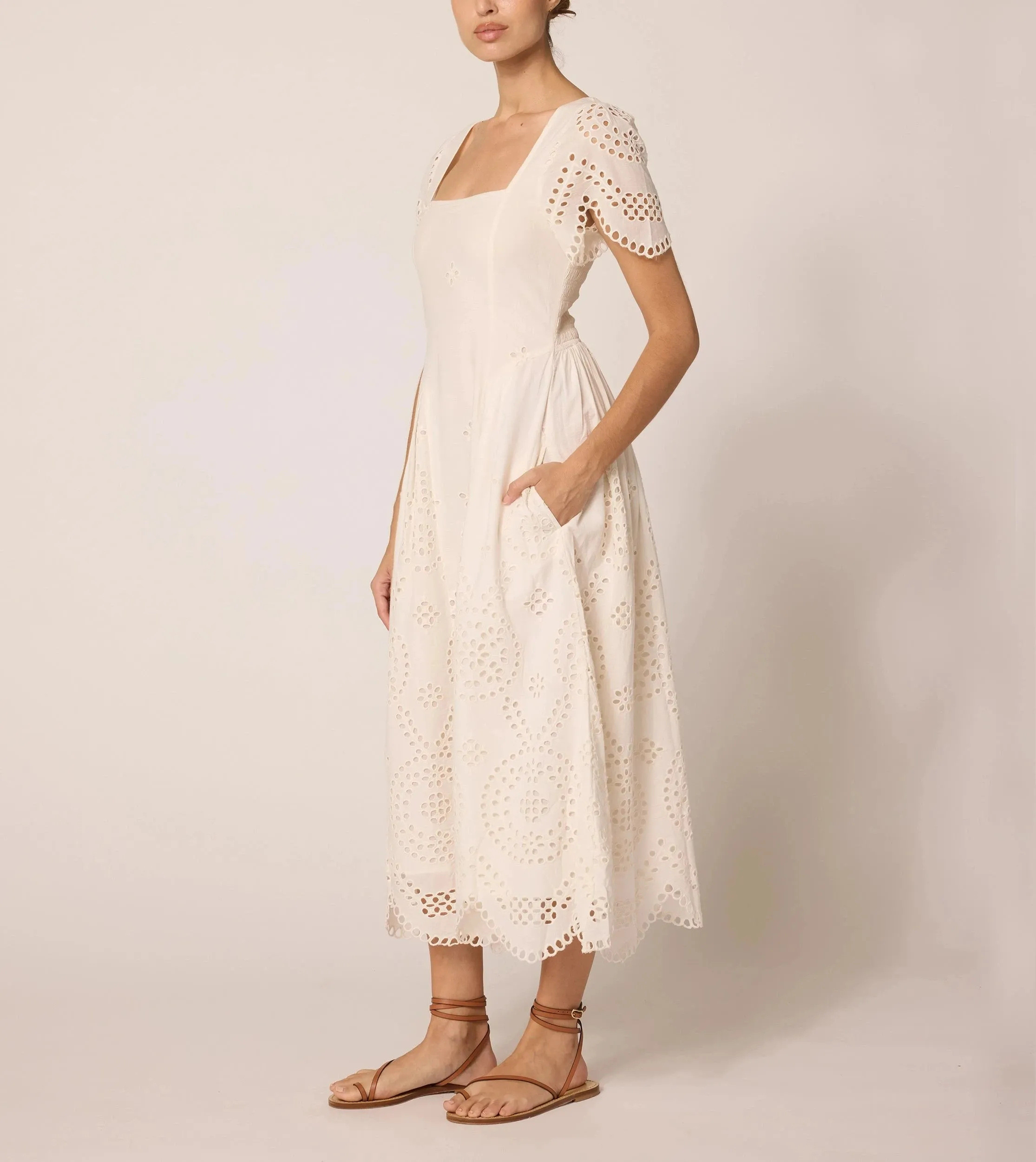 Yesenia Midi Dress | Ivory Eyelet